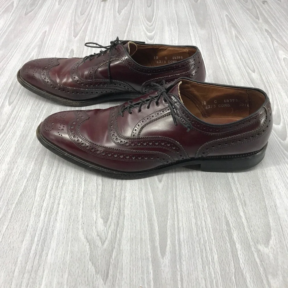 Allen Edmonds McAllister Burgundy Wingtip Oxford Dress Shoes Mens 10 C 6215